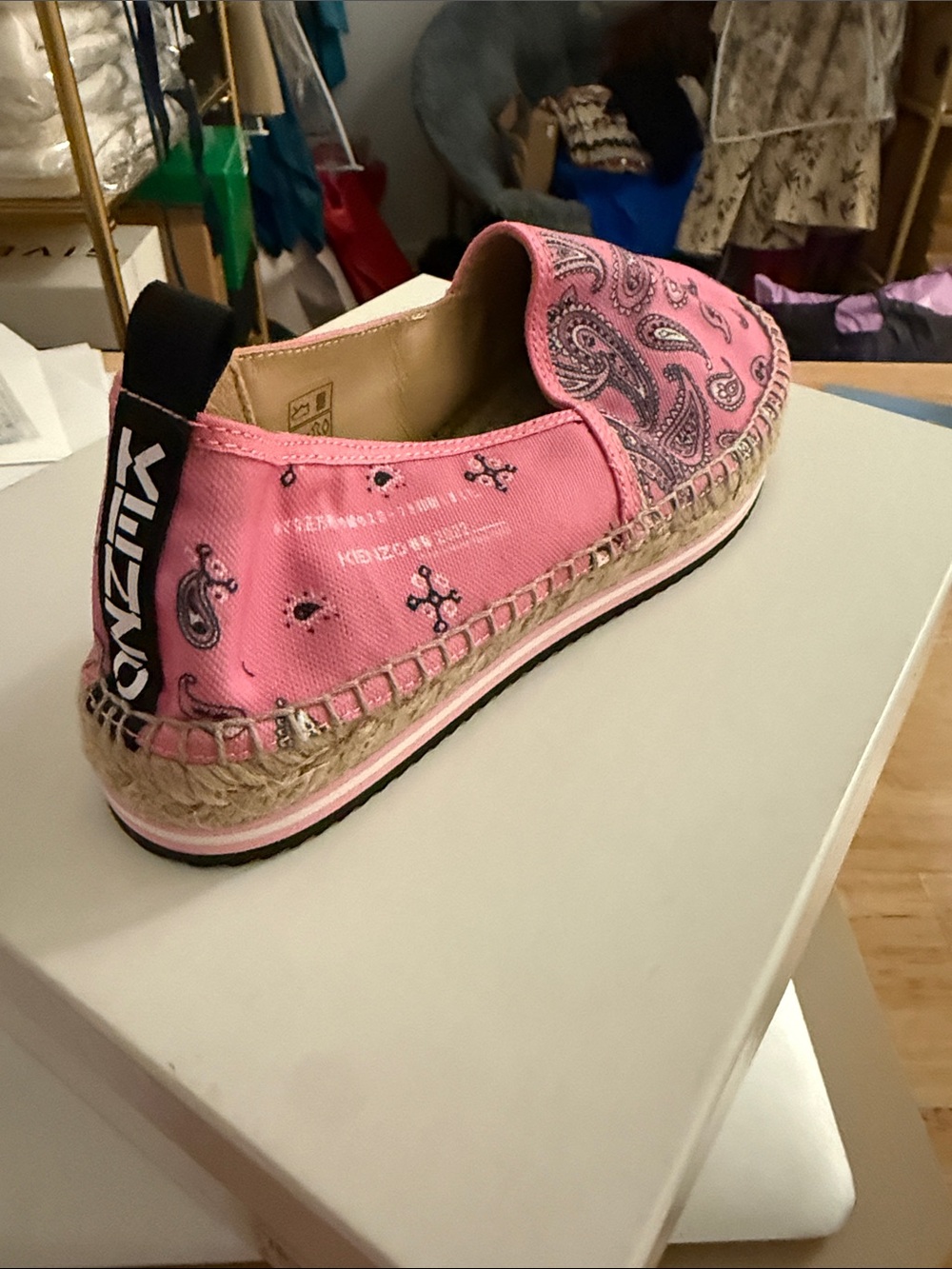 Kenzo Pink Paisley Canvas Espadrille Slip-On